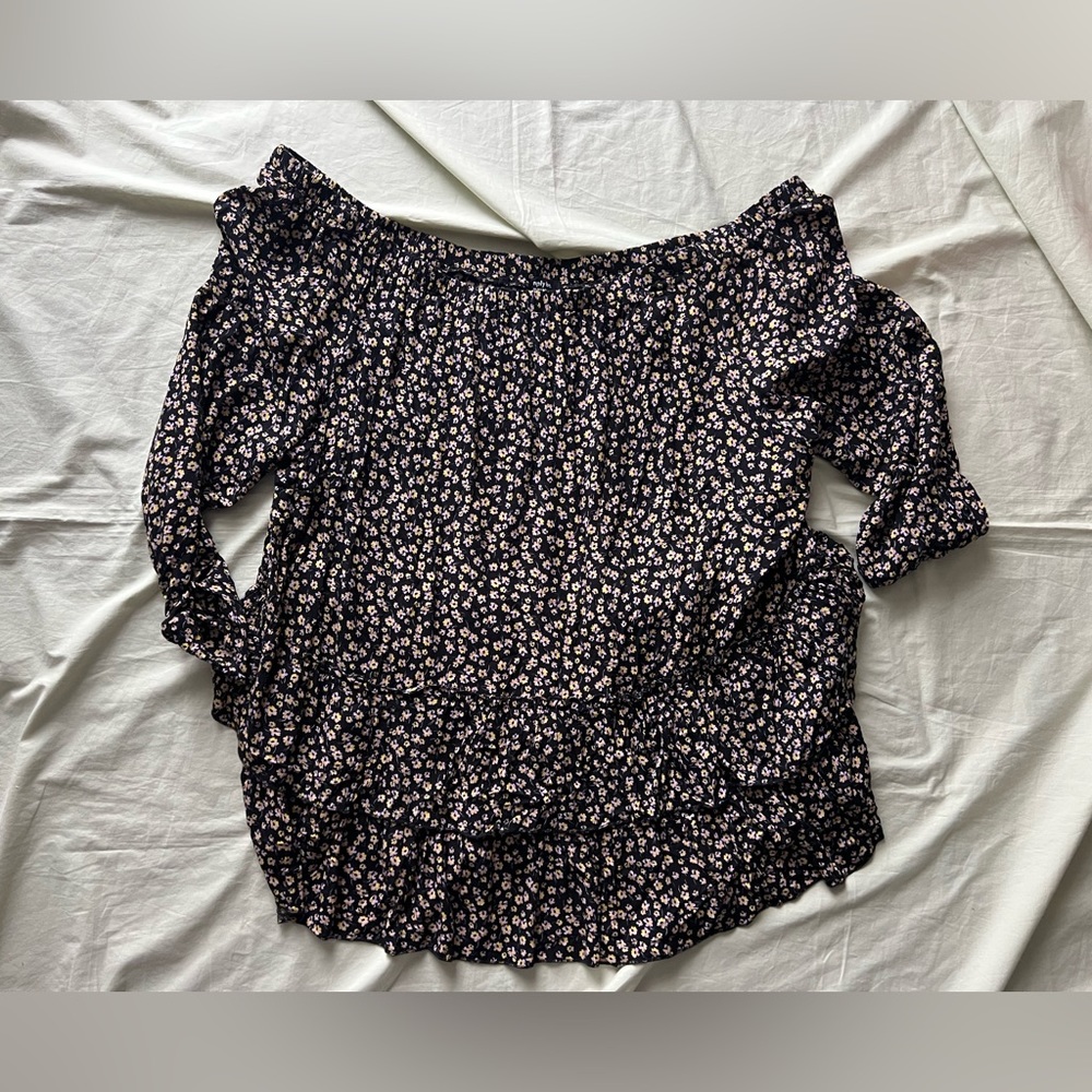 Simply Be Size 24 Top Off The Shoulder Floral Ruffle Length 37” Viscose #1204